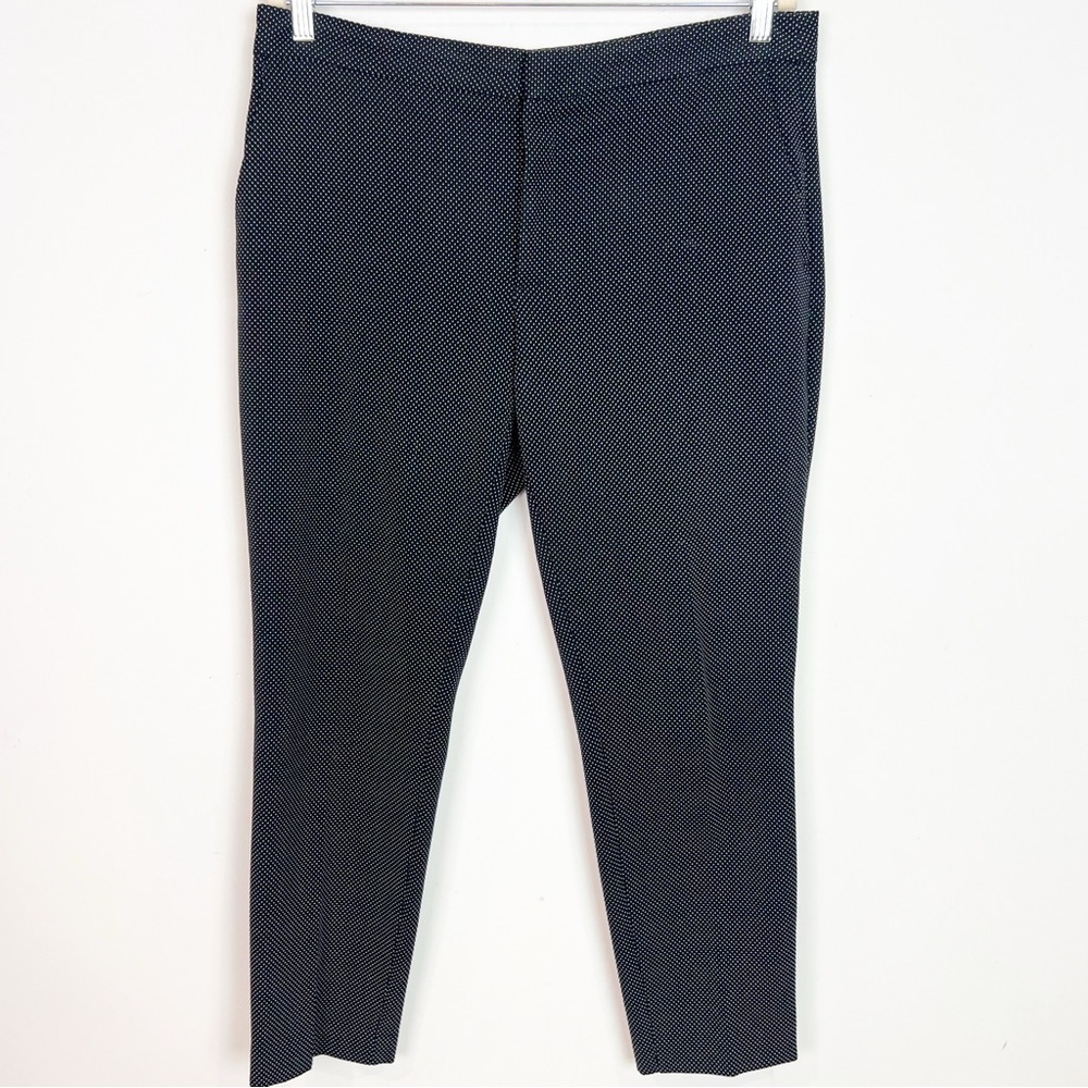 ZARA BLACK WHITE POLKA DOT PATTERN FLAT FRONT PANTS WOMENS SZ 10